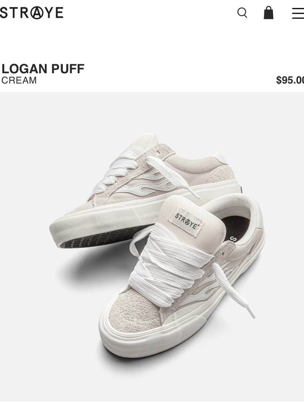 STRAYE Logan Puff Low-Top Sneakers in Cream and White